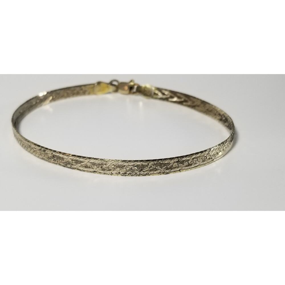 Milor Italy etched wave herringbone sterling silver bracelet 7.5 woven geometric